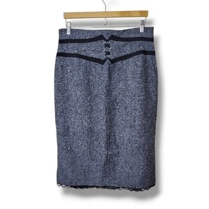 Womens Tweed Pencil Skirt Corset Waist Office Siren Lace Hem Lined NWT Size 14